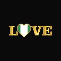 d'oro amore tipografia Nigeria bandiera design vettore