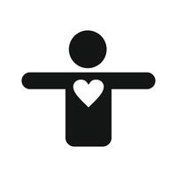 silhouette di un' uomo con un' cuore icona vettore