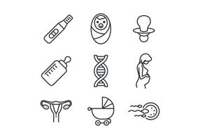 Set di icone di maternità e gravidanza vettore