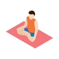 uomo nel yoga loto posa icona, isometrico 3d stile vettore