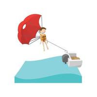parasailing cartone animato icona vettore