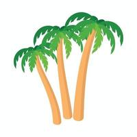 tre palma alberi icona, cartone animato stile vettore