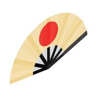 giapponese pieghevole fan con il crescente sole icona vettore