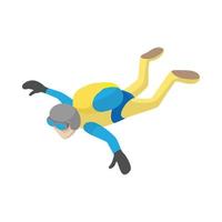 skydiver nel caduta libera icona, cartone animato stile vettore