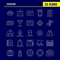 vacanza linea icone impostato per infografica mobile uxui kit e Stampa design includere picnic estate vacanza edificio vacanza città bandiera tavola icona impostato vettore