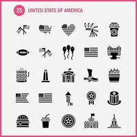 Stati Uniti d'America solido glifo icona imballare per progettisti e sviluppatori icone di celebrazione fuoco d'artificio festa giorno cappello presidenti Stati Uniti d'America palla vettore