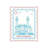 taza pir moschea affrancatura francobollo blu e rosso linea stile vettore illustrazione