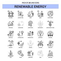 rinnovabile energia linea icona impostato 25 tratteggiata schema stile vettore