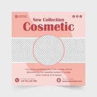 cosmetico e bellezza Prodotto promozionale modello vettore con seta e rosa colori. bellezza centro e pelle cura Prodotto annuncio pubblicitario manifesto design. moderno cosmetico vendita sociale media inviare vettore.