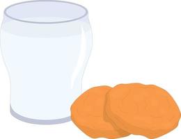 bicchiere di caldo latte e coppia di biscotti prima letto vettore illustrazione
