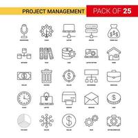 progetto gestione nero linea icona 25 attività commerciale schema icona impostato vettore
