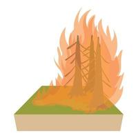 foresta fuoco icona, cartone animato stile vettore
