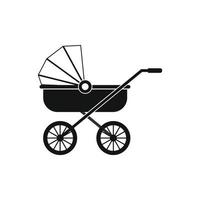 bambino carrozza nero semplice icona vettore