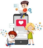 bambini con elementi di social media vettore