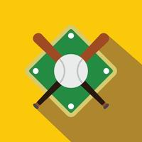 baseball pipistrelli e palla su baseball campo icona vettore