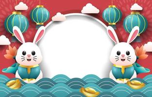 Cinese nuovo anno acqua coniglio sfondo vettore