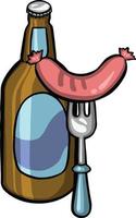 bottiglia buio birra con merenda salsiccia vettore illustrazione