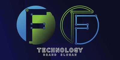 tecnologia logo con fa lettera nel creativo design premio vettore