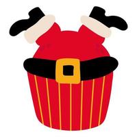 Natale Cupcake con Santa Claus piedi. bianca sfondo, isolato. disegnato stile. vettore illustrazione.