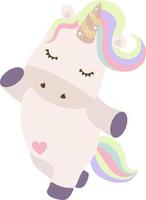 carino unicorno con arcobaleno capelli. vettore bianca unicorno bambini cartone animato illustrazione. poco pony carattere, Magia cavallo Stampa design