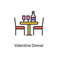 San Valentino cena vettore pieno schema icona design illustrazione. amore simbolo su bianca sfondo eps 10 file