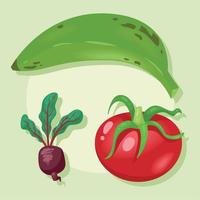 tre icone di verdure fresche vettore