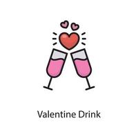 San Valentino bevanda vettore pieno schema icona design illustrazione. amore simbolo su bianca sfondo eps 10 file
