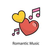 romantico musica vettore pieno schema icona design illustrazione. amore simbolo su bianca sfondo eps 10 file