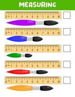 misurazione lunghezza con governate. formazione scolastica sviluppando foglio di lavoro. gioco per bambini.vettore illustrazione. pratica fogli.pennello misurazione nel centimetri vettore