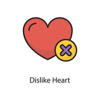 antipatia cuore vettore pieno schema icona design illustrazione. amore simbolo su bianca sfondo eps 10 file