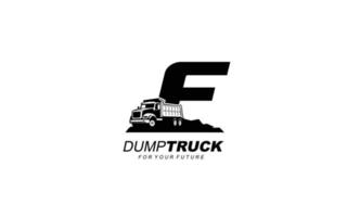 f logo cumulo di rifiuti camion per costruzione azienda. pesante attrezzatura modello vettore illustrazione per il tuo marca.