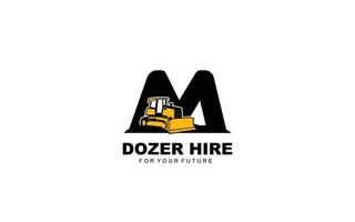 m logo dozer per costruzione azienda. pesante attrezzatura modello vettore illustrazione per il tuo marca.