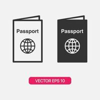 icona del passaporto su sfondo grigio vettore