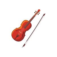 violino con violinista icona, cartone animato stile vettore