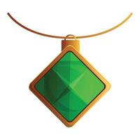 collana verde pendente icona, cartone animato stile vettore