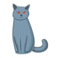 carino grigio gatto icona, cartone animato stile vettore