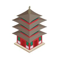 pagoda icona, isometrico 3d stile vettore