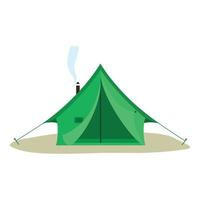 campeggio verde tenda icona, piatto stile vettore