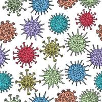 diversi tipi di pattern di schizzo di virus su bianco vettore