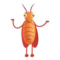 contento scarafaggio icona, cartone animato stile vettore