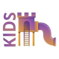 bambini diapositiva tunnel logo, cartone animato stile vettore