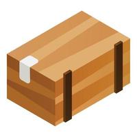 legna scatola pacco icona, isometrico stile vettore