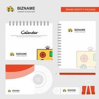 ambulanza logo calendario modello CD copertina diario e USB marca stazionario pacchetto design vettore modello