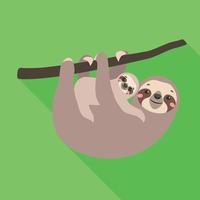 bradipo con ragazzo icona, piatto stile vettore