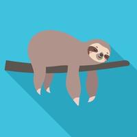 bradipo addormentato su albero icona, piatto stile vettore