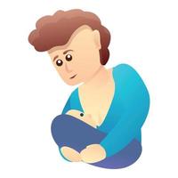 donna l'allattamento al seno icona, cartone animato stile vettore
