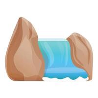 lago cascata icona, cartone animato stile vettore