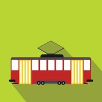 rosso tram icona, piatto stile vettore