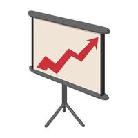 presentazione schermo con grafico icona, cartone animato stile vettore