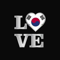 amore tipografia Corea Sud bandiera design vettore bellissimo lettering